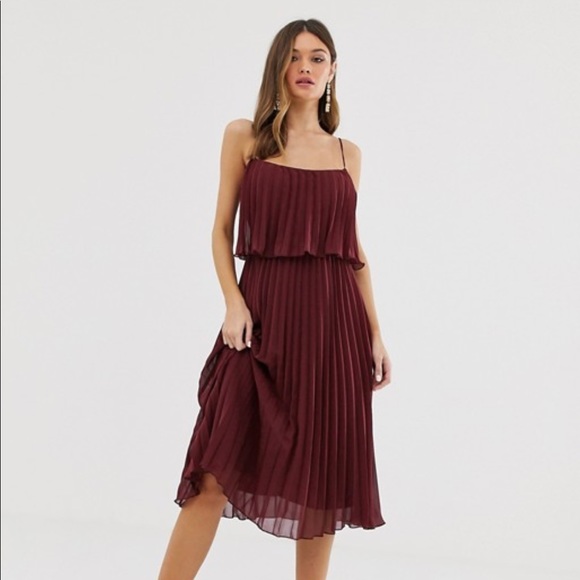 ASOS Dresses & Skirts - ASOS DESIGN pleated crop top midi dress scoop neck